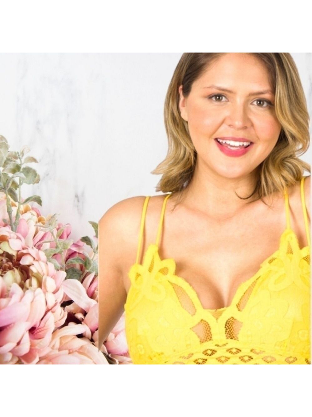 Zenana | Crochet Lace Yellow Bralette | With Removeable Bra Pads